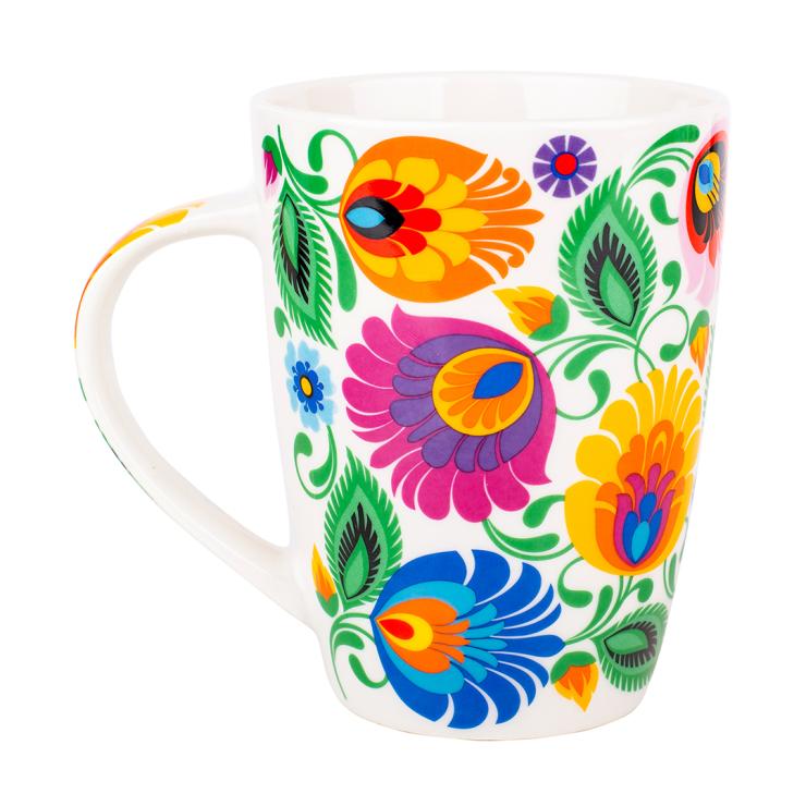 jacek mug with Lowicz pattern white