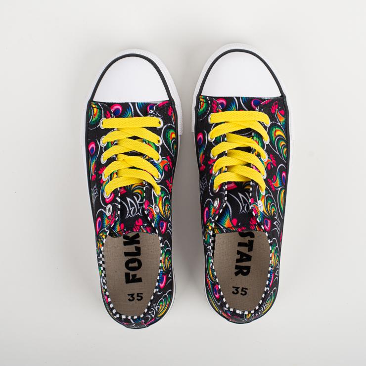 folk sneakers with lowicz roosters pattern