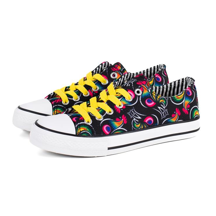 folk sneakers with lowicz roosters motif