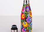thermal bottle in black lowicz pattern with metal cap