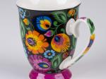 folk mug with black lowicz pattern