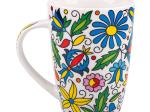 tall mug decorated with kashubian pattern, polish mug