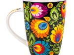 tall mug decorated with Lowicz flowers, polish pattern