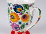 white Helenka mug with folk lowicz flowers