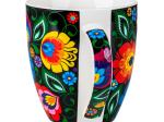 big folk mug decorated with black lowicz pattern