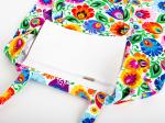 pocked sewn inside of white lowicz pattern cotton bag
