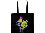 black folk cotton bag with one lowicz rooster