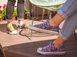 models wearing folk trainers decorated with polish folk patterns