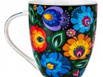 black Stefan mug with folk lowicz flowers, capacity 500 ml