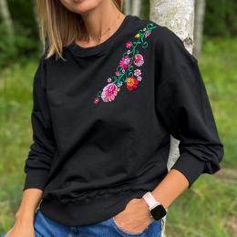 Bluza z haftem - łowicka czarna
