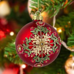 Bombka Rozeta matowa - czerwona