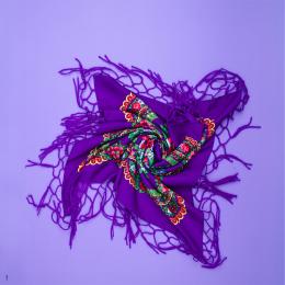 Chusta ludowa 70x70cm - fioletowa
