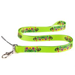 Smycz do kluczy FOLK - łowickie koguty zielona 1,5 cm