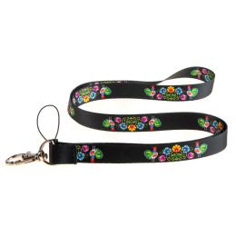 Smycz do kluczy FOLK - łowickie koguty czarna 1,5 cm