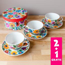 Filiżanka Małgosia 2+1 - łowicka biała
