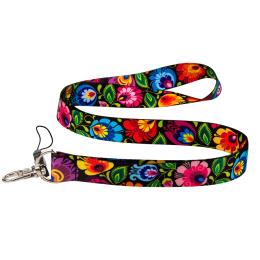 Smycz do kluczy 2 cm - łowicka czarna