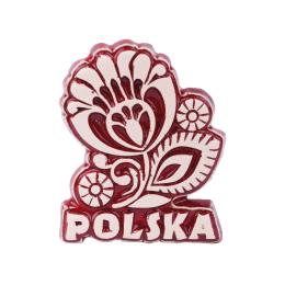 Magnes ceramiczny - Kwiatek łowicki czerwony
