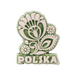 Magnes ceramiczny - Kwiatek łowicki zielony