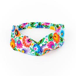 Hair band - white Lowicz pattern