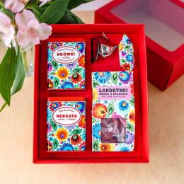 Zestaw prezentowy "Siadej i łodpocnij" - łowicki biały