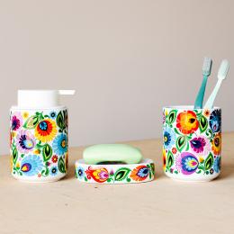 Zestaw łazienkowy - łowicki biały