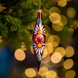 Bombka retro sopelek reflektor - czerwony