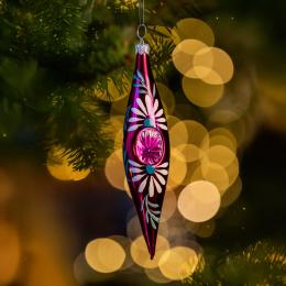 Bombka retro sopelek reflektor - różowa