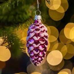 Bombka retro szyszka szroniona - różowa