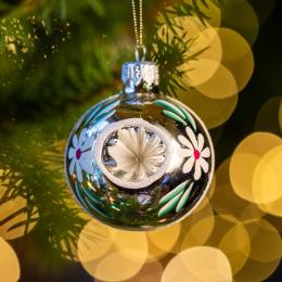 Bombka retro - reflektor 6 cm srebrny