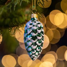 Bombka retro szyszka szroniona - zielona