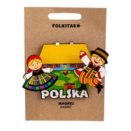 Magnes drewniany ruchomy - para łowicka