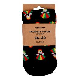 Skarpetki długie całe w łowiczanki - czarne