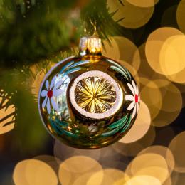 Bombka retro - reflektor 6 cm złoty