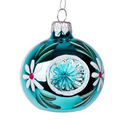 Bombka retro - reflektor 6 cm turkusowy