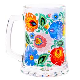 Kufel do piwa - kwiaty łowickie