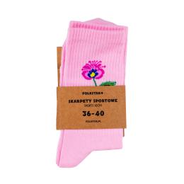 Skarpetki długie różowe - Kwiatek łowicki