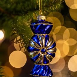 Bombka retro cukierek - niebiesko-złoty