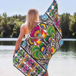 Ręcznik szybkoschnący 80x160 cm - wycinanka koguty