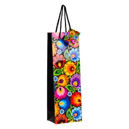 Torebka ozdobna – łowicka czarna | butelkowa