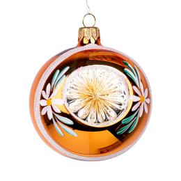 Bombka retro - reflektor 8 cm pomarańczowy