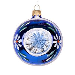 Bombka retro - reflektor 8 cm niebieski