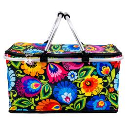 Koszyk piknikowy termiczny - łowicki czarny