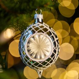 Bombka retro reflektor cytrynka - srebrna