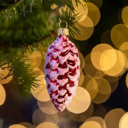 Bombka retro szyszka szroniona - czerwona