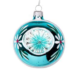 Bombka retro - reflektor 8 cm turkusowy