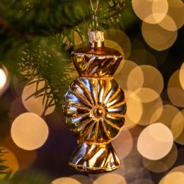 Bombka retro cukierek - pomarańczowo-złoty