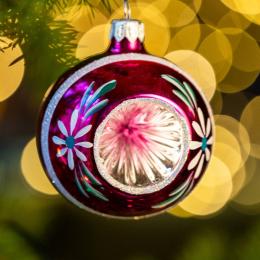 Bombka retro - reflektor 8 cm różowy