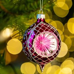 Bombka retro reflektor cytrynka - różowa