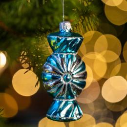 Bombka retro cukierek - turkusowo-srebrny