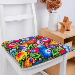 Poduszka na krzesło 45x45 cm - łowicka czarna